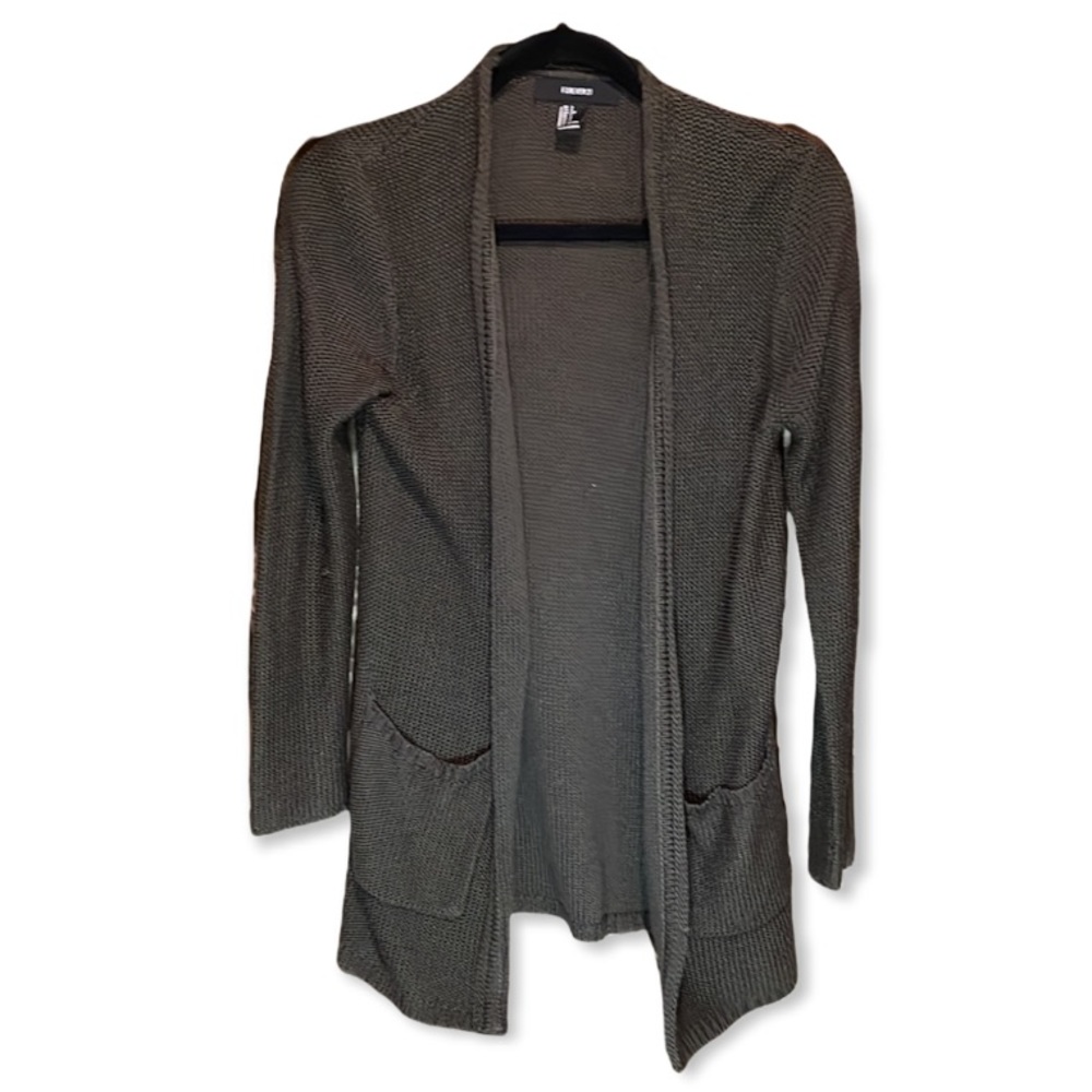 Forever 21 Forest Green Wrap Cardigan with Front Patch Pockets Sz Med